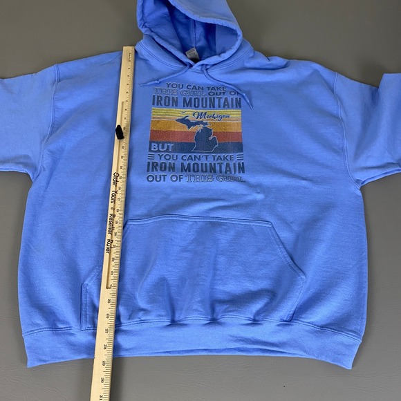 Iron Mountain Hoodie Michigan Girl Womens 2XL Blue Gildan Heavy Blend Sweatshirt - Picture 10 of 13